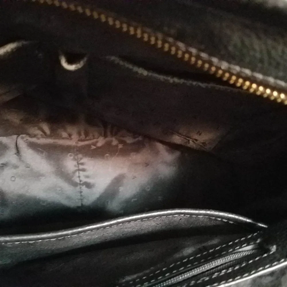 Cole Haan Black Pebbled Leather Hobo Bag with Outside Zip Pocket